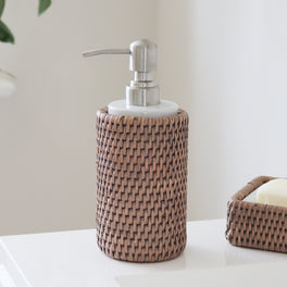 Marbury Taupe Rattan Soap Dispenser