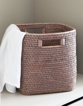 Marbury Taupe Square Rattan Storage Basket