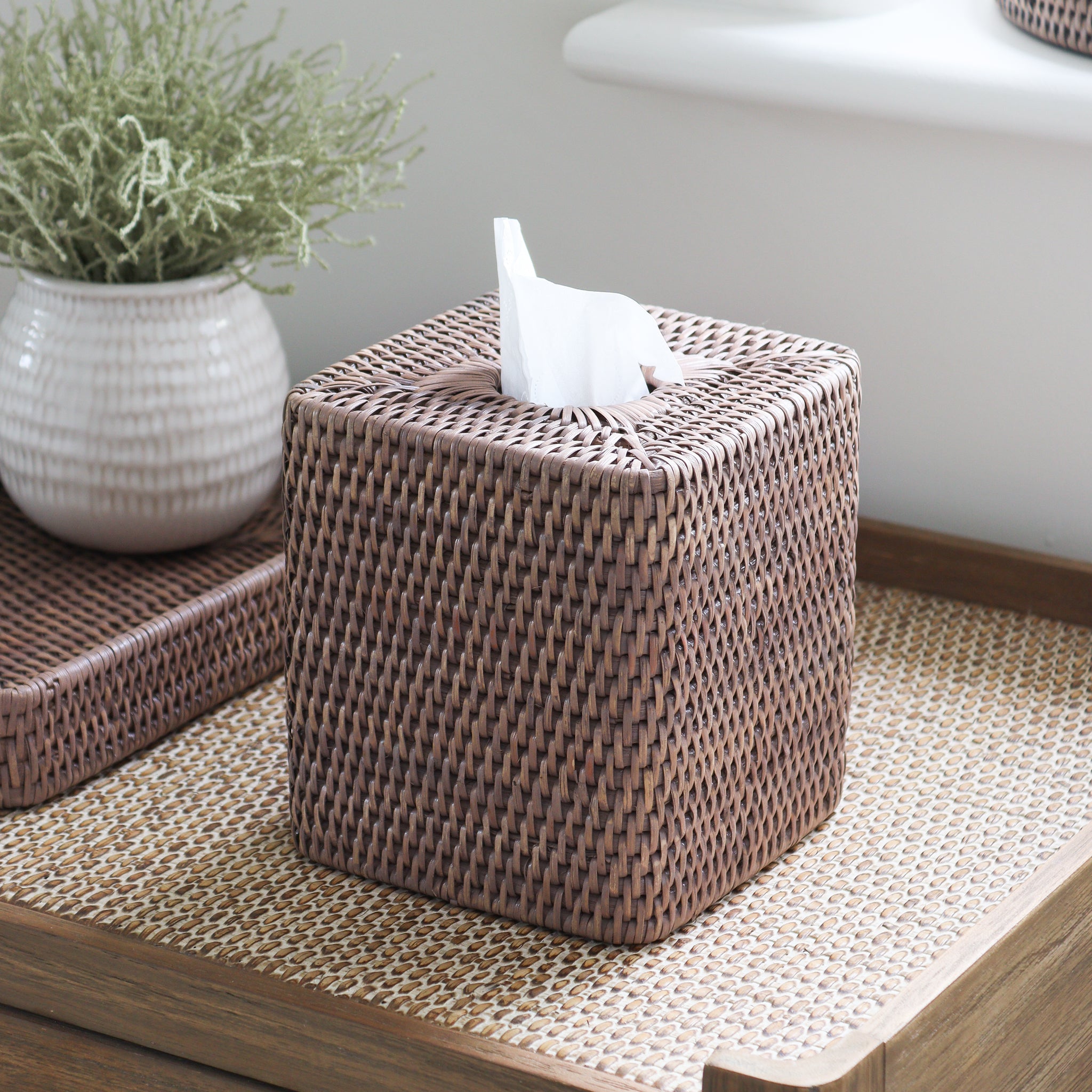 Target Rattan Tissue Box Marbury Taupe Square Rattan Tissue Box - Marquis & Dawe