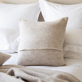 Neutral Herringbone Wool Cushion