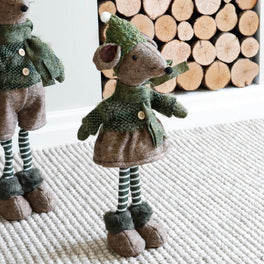 Olive Green Standing Christmas Matilda Mouse