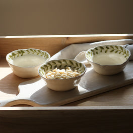Olive Leaf Ceramic Nibble Bowls - Set of 3