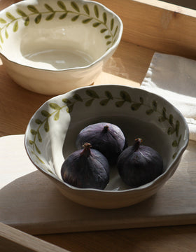 Olive Leaf Ceramic Serving Bowls - Set of 2