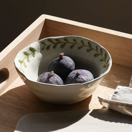 Olive Leaf Ceramic Serving Bowls - Set of 2