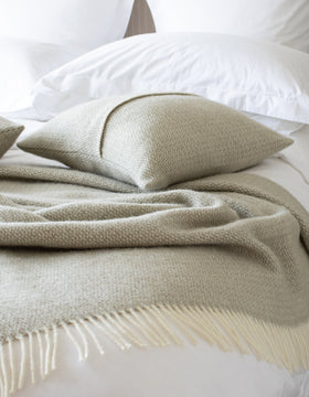 Extra Large Putty Woven Wool Throw