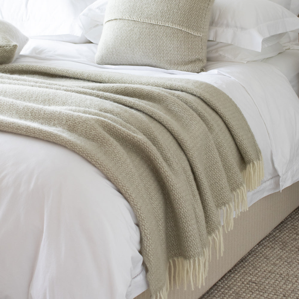 Wool Throw Extra Large Putty Woven Wool Throw - Marquis & Dawe