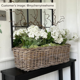 Large Rattan Rectangular Planter