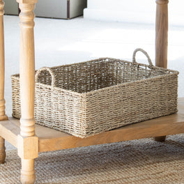 Rectangular Twisted Seagrass Basket With Handles