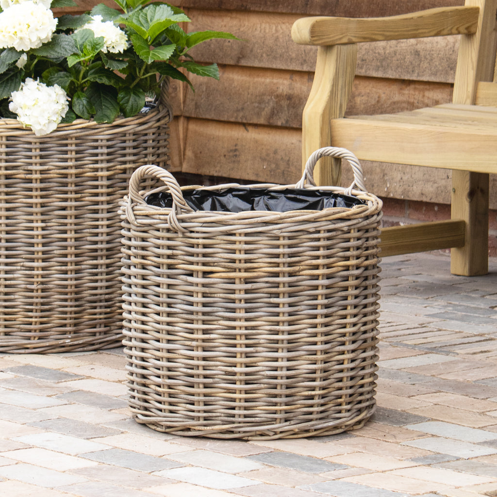 Large Round Rattan Planter With Handles - Marquis & Dawe