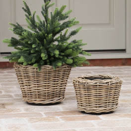 Round Rattan Tapered Planter