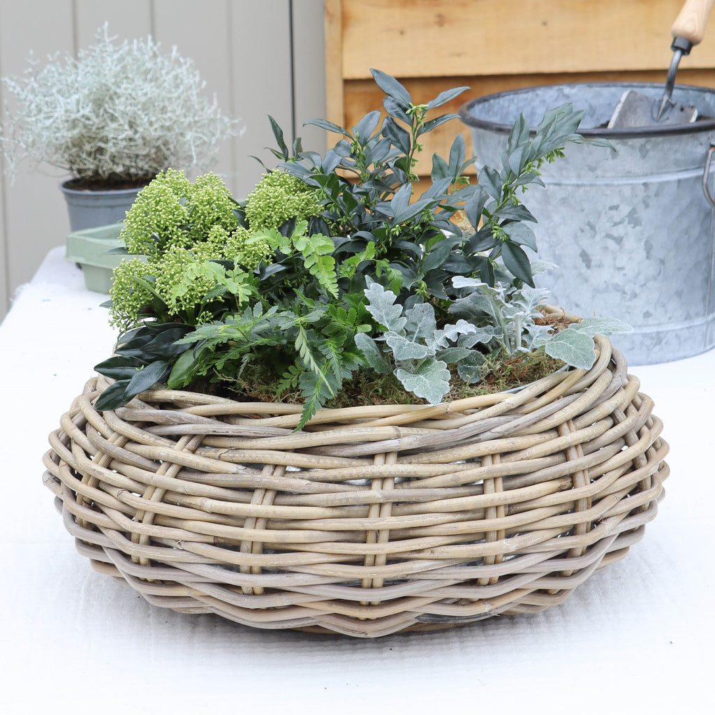 Round Rattan Zinc Lined Planter | Marquis & Dawe