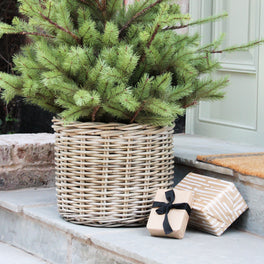 Natural Round Rattan Planter