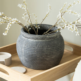 Round Rustic Stoneware Vase