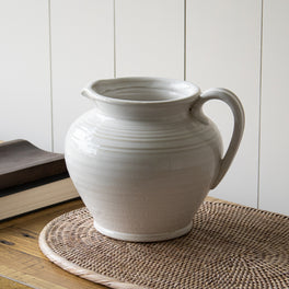 Round White Stoneware Jug