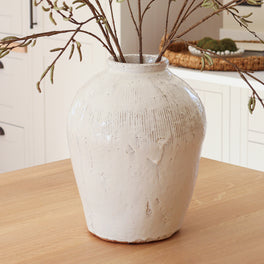 Slight Second Rustic White Terracotta Vase