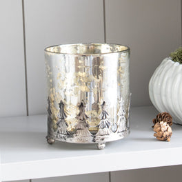 Silver Christmas Tree Tea Light Holder