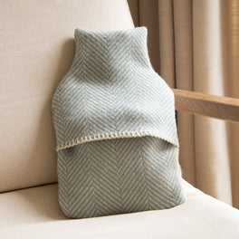 Soft Duck Egg Blue Wool Hot Water Bottle