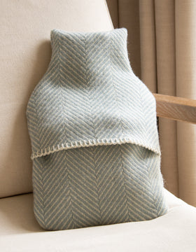 Soft Duck Egg Blue Wool Hot Water Bottle