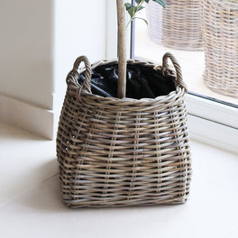 Square Tapered Rattan Planter With Handles