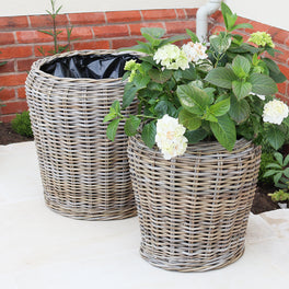 Tall Tapered Rattan Planter