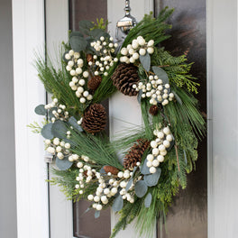 Eucalyptus White Berry And Pinecone Wreath