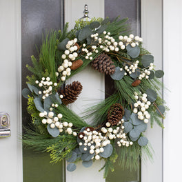 White Berry And Pinecone Wreath