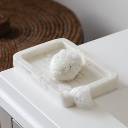 White Rectangular Marble Soap Dish