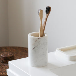White Marble Toothbrush Holder