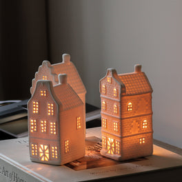 White Porcelain Tea Light Houses