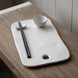 Off White Stoneware Sushi Serving Set