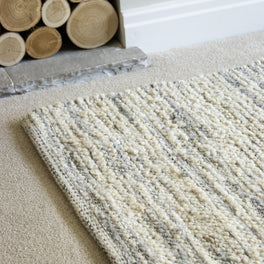 Grey and Cream Wool Rug