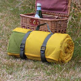 Slight Second Yellow and Green Fleece Picnic Blanket