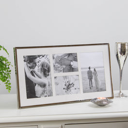 4 Aperture Long Silver Plated Fine Photo Frame