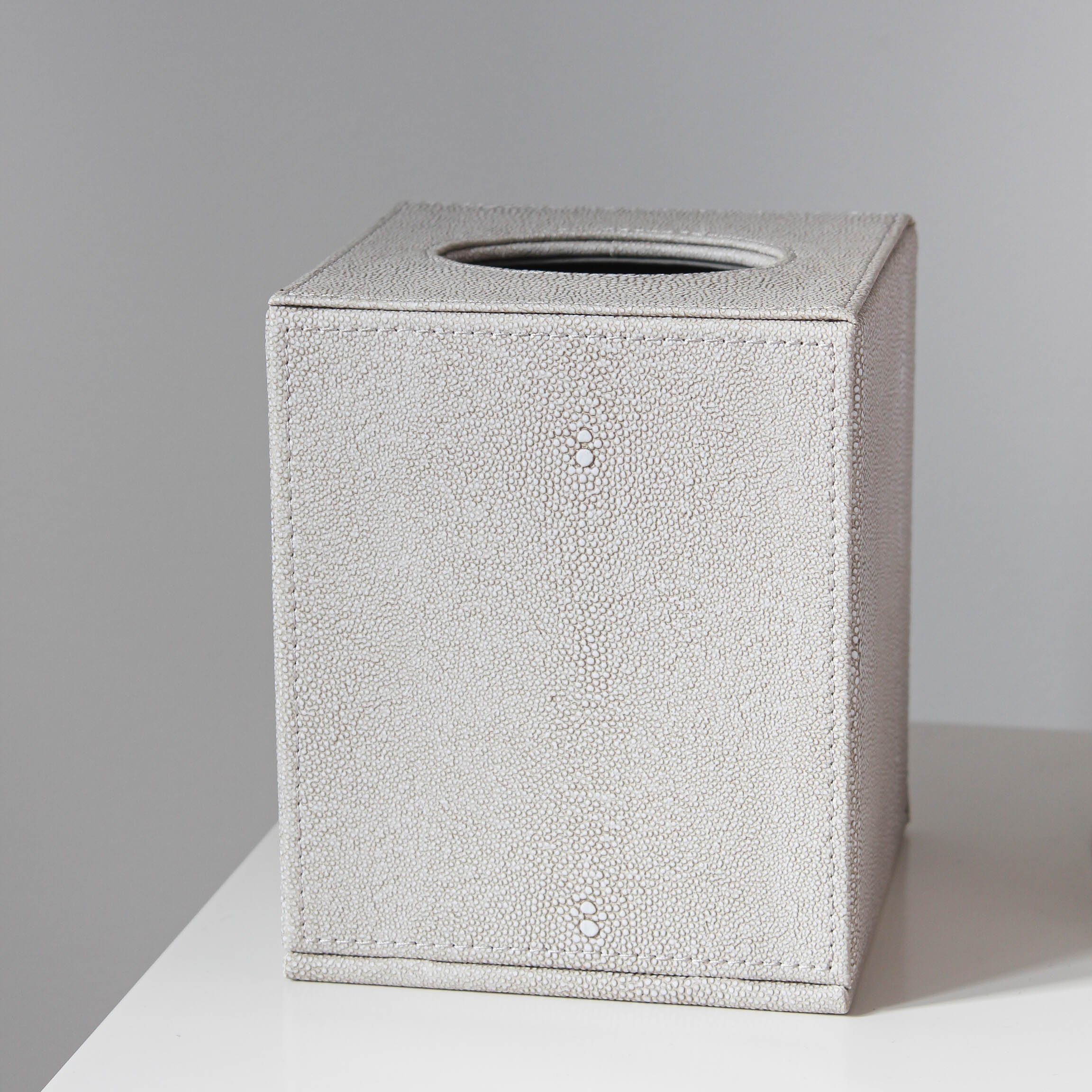 Faux Shagreen Ivory Tissue Box | Marquis & Dawe