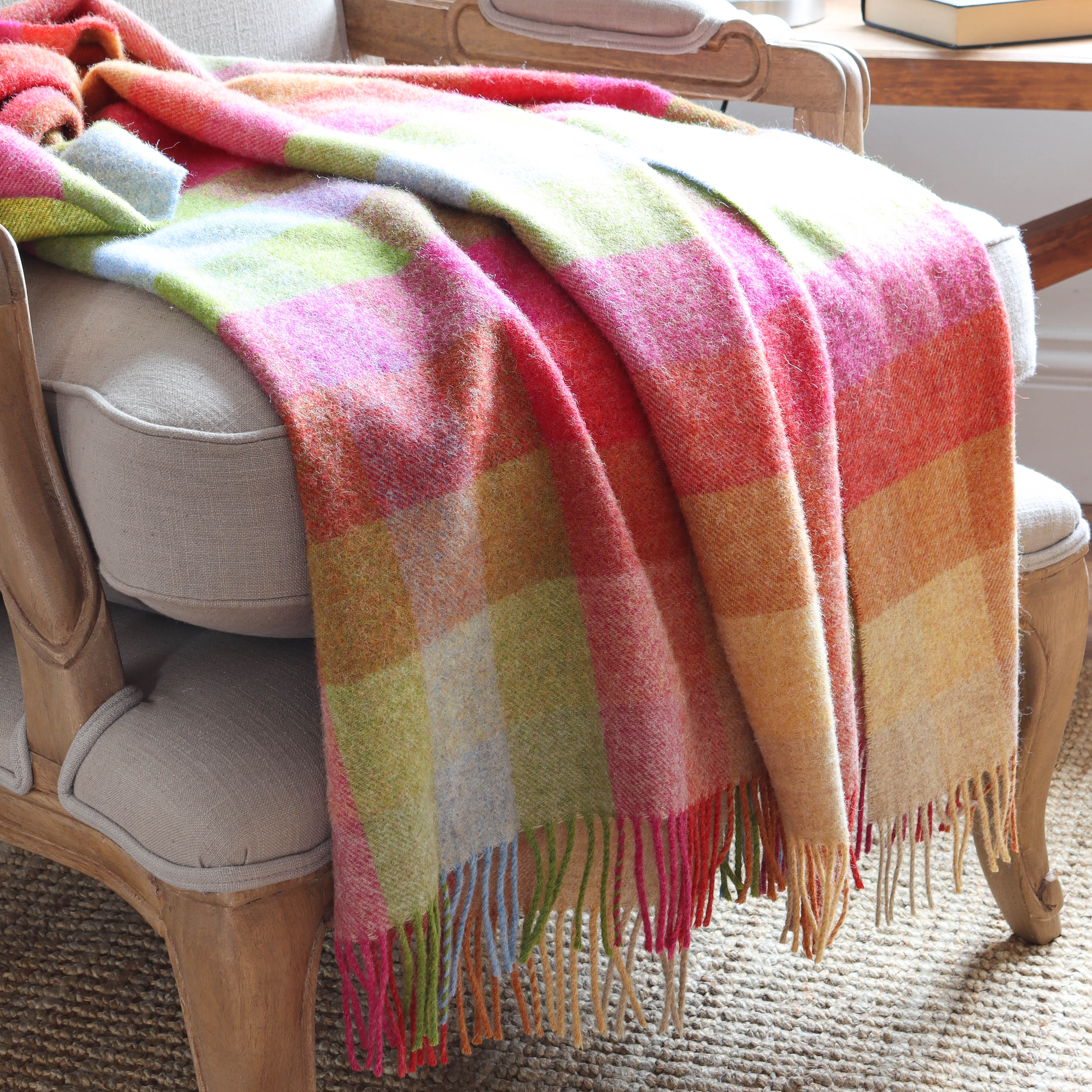 Multi Coloured Check Wool Throw Marquis Dawe - Main Image