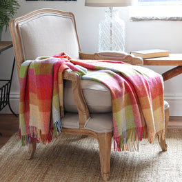 Multi Coloured Check Wool Throw