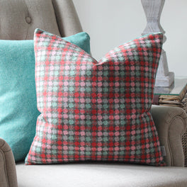 Multi Spot Pink And Turquoise Wool Cushion