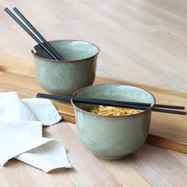 Ceramic Noodle Bowl Set With Chopsticks