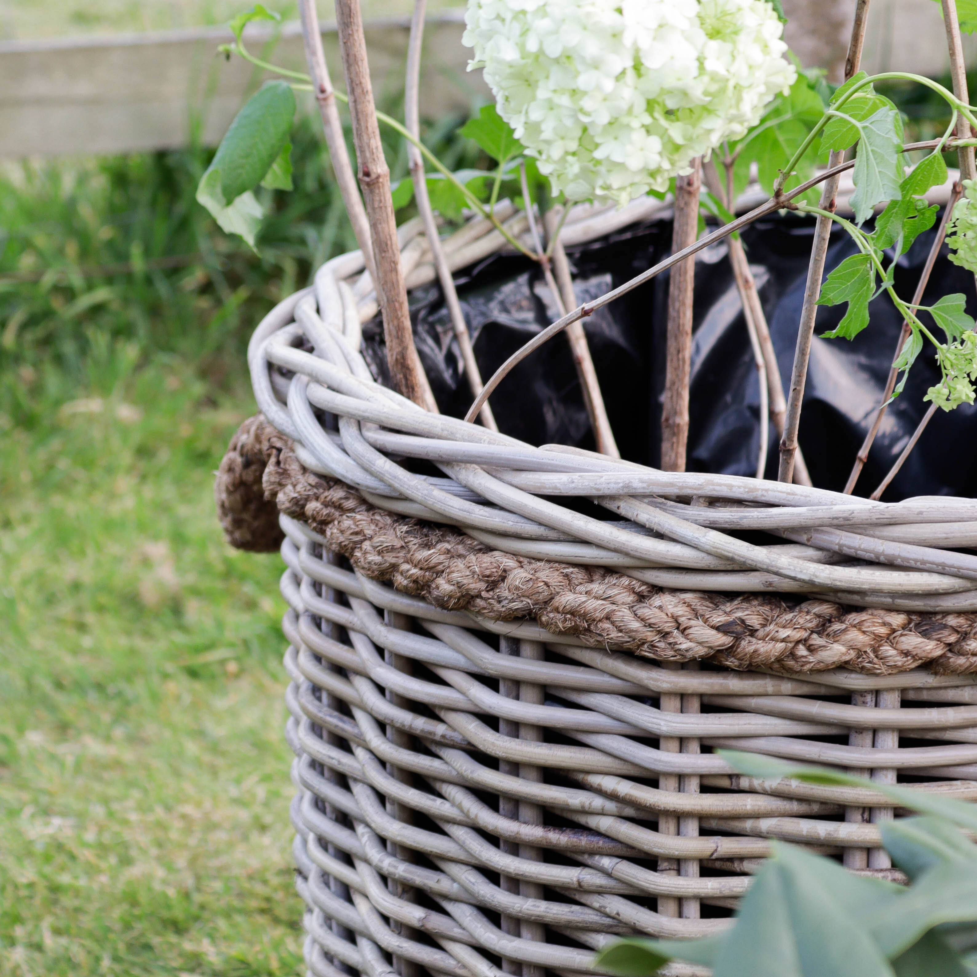 Round Rattan Planter with Rope Handle - Marquis & Dawe