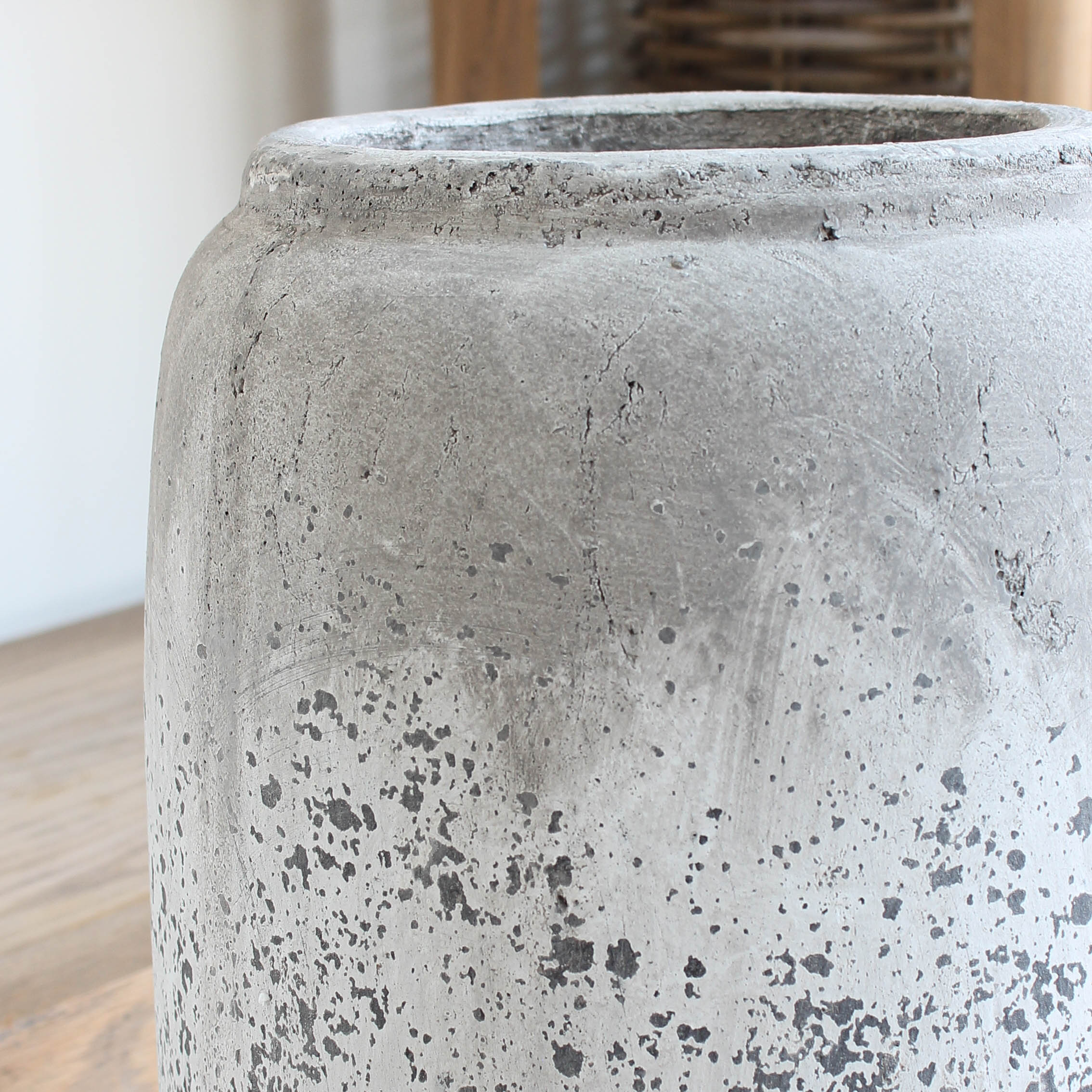 Large Distressed Stoneware Vase