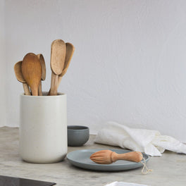 Ivory Stoneware Utensil Pot