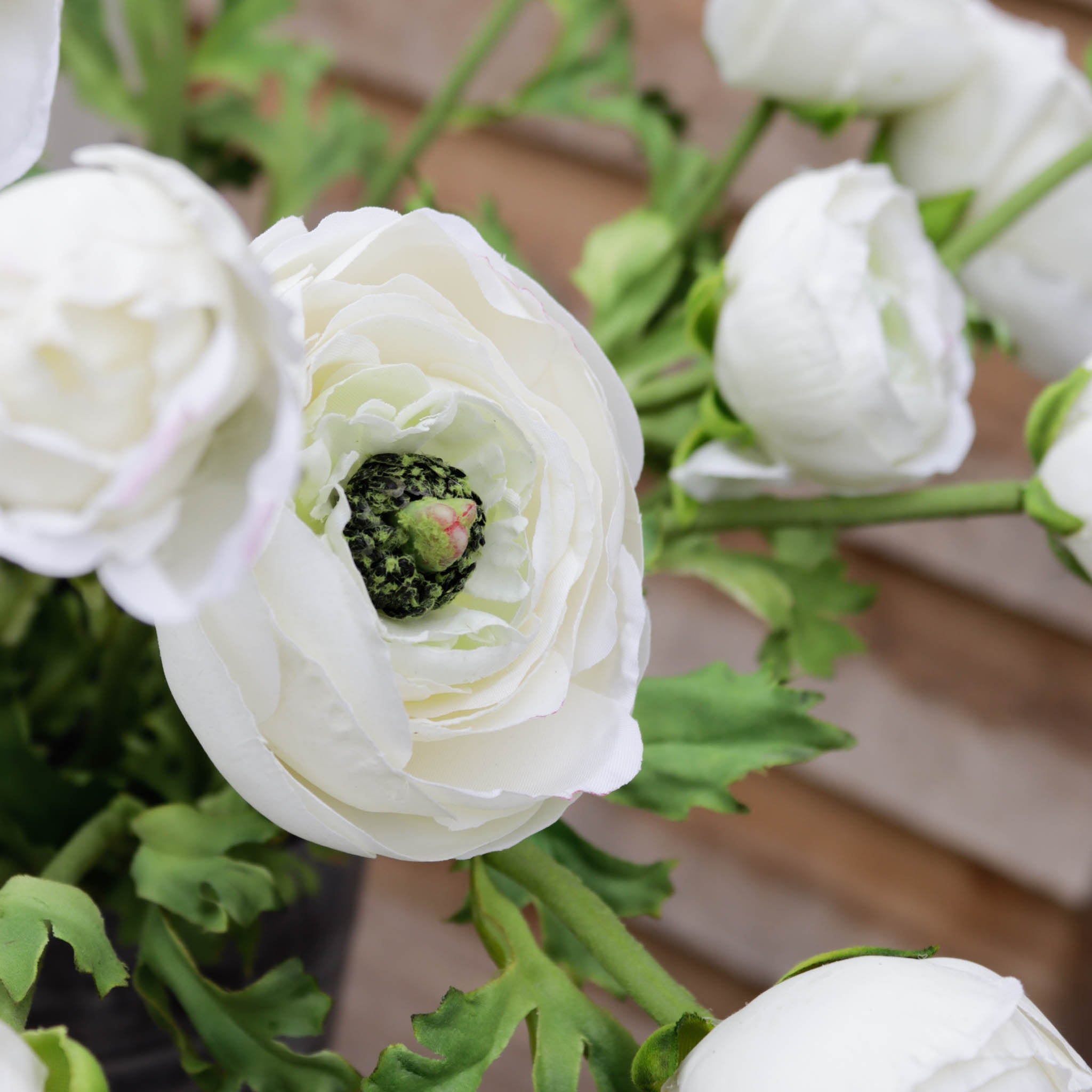 White Fake Ranunculus Luxury Faux Ranunculus Stem - Marquis & Dawe