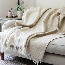 Beige and Cream Wool Throw