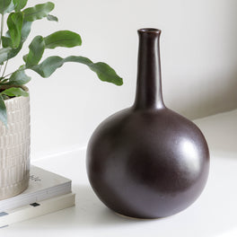 Dark Bulbous Ceramic Vase