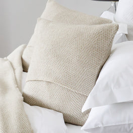 Beige and Cream Woven Wool Cushion