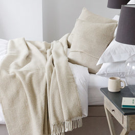 Extra Large Beige And Cream Wool Throw