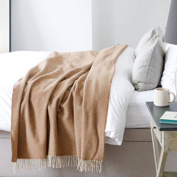 King Size Lambswool Blanket Beige Marquis Dawe