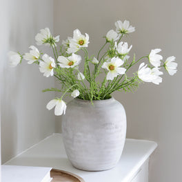 Faux White Cosmos Flower Arrangement