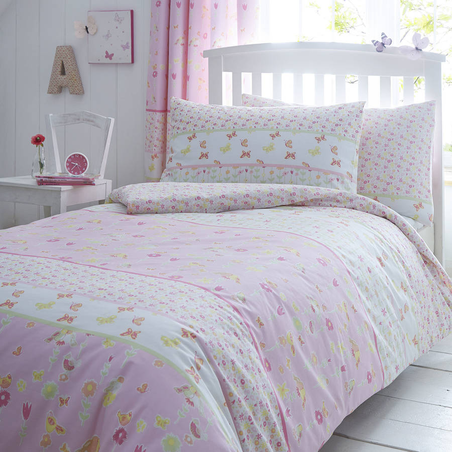 Pink Butterfly Flowers Cotton Duvet Marquis Dawe - Main Image