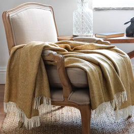 Gold Herringbone Wool Throw